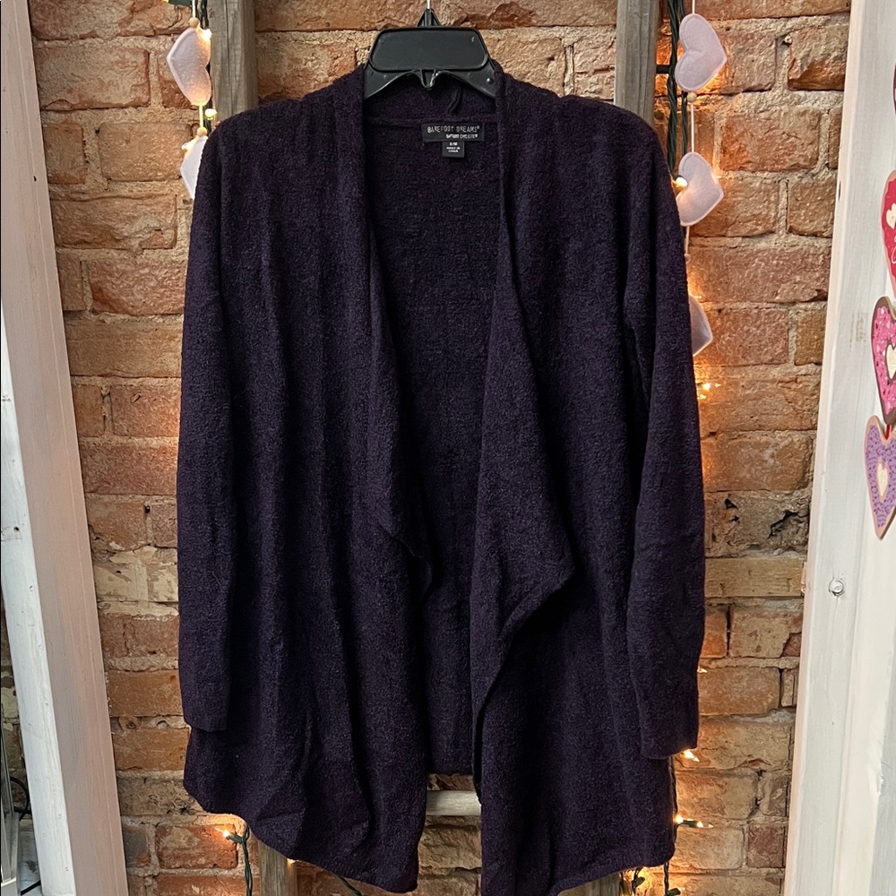 Women's Purple Bamboo Blend Open Front Cardigan